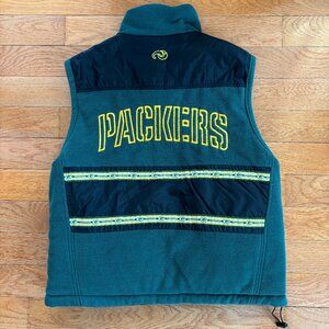 VTG Unique Sports Generation Green Bay Packers Mens L Reversible Vest Y2K Fleece
